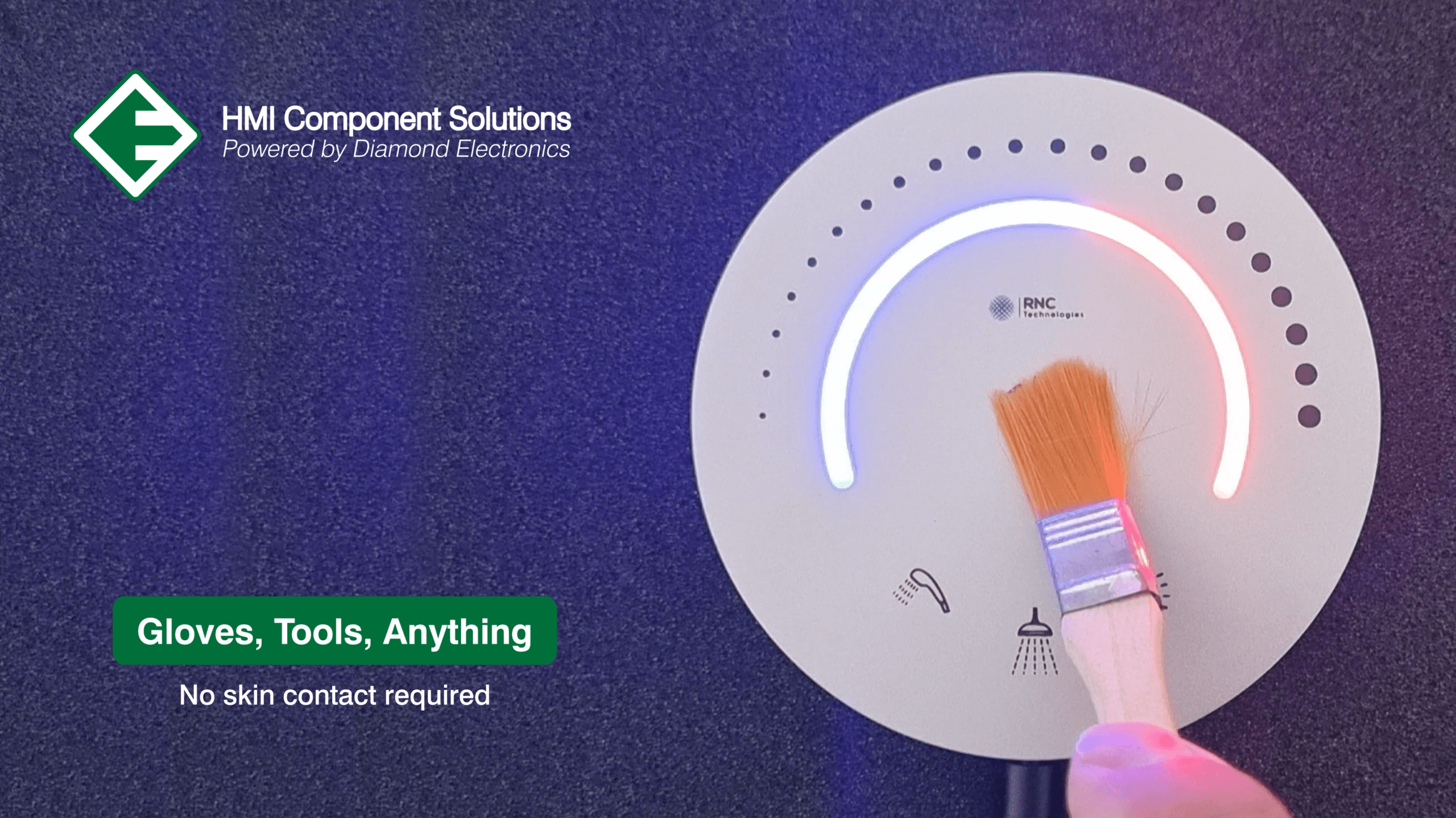 Image shows a brush going over the surface of a piezo interface.